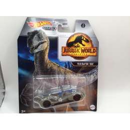 VELOCIRAPTOR BLUE JURASSIC WORLD HOTWHEELS CARACTER CARS