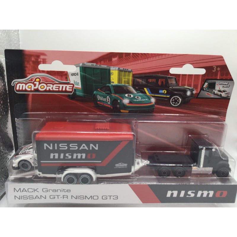 Majorette race trailer MACK Granite NISSAN GT-R NISMO GT3